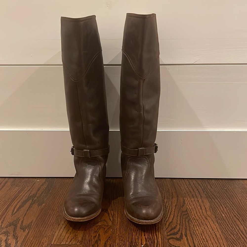 Frye Tall Leather Boots in Brown -size 6